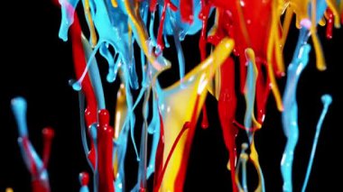 Süper ağır çekim renkler şekiller dans siyah arka plan üzerine izole. Yüksek hızlı kamera, 1000 fps filme.