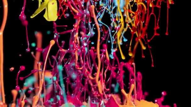 Süper Ağır Çekim Renkler Şekiller Dans Siyah Arka Plan Üzerine — Stok video