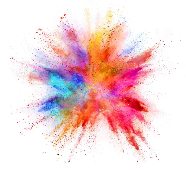Explosion Coloured Powder Isolated White Background Abstract Colored Background — Stock Photo, Image