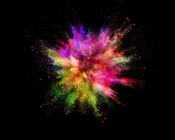 Explosion Coloured Powder Isolated Black Background Abstract Colored Background — Stock Photo, Image