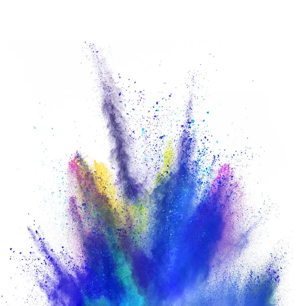 Explosion Coloured Powder Isolated White Background Abstract Colored Background — Stock Photo, Image