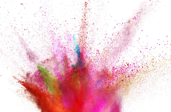 Explosion Coloured Powder Isolated White Background Abstract Colored Background — Stock Photo, Image