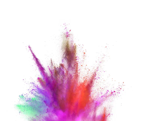 Explosion Färgat Pulver Isolerad Vit Bakgrund Abstrakt Färgad Bakgrund — Stockfoto