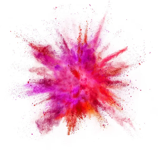 Explosion Coloured Powder Isolated White Background Abstract Colored Background — Stock Photo, Image