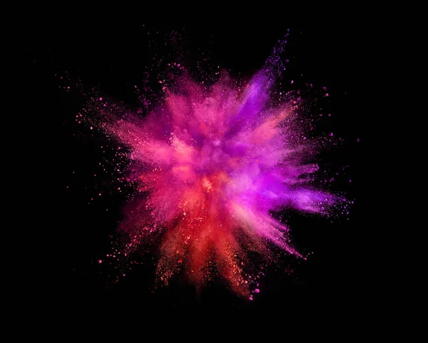 Explosion Poudre Colorée Isolée Sur Fond Noir Fond Coloré Abstrait — Photo