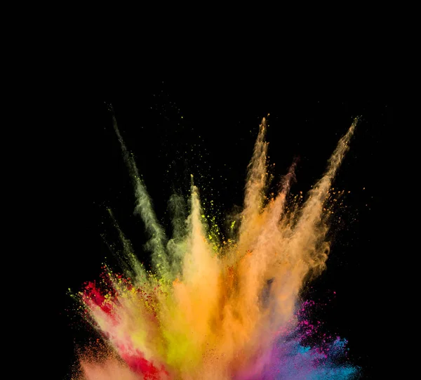 Esplosione Polvere Colorata Isolata Fondo Nero Astratto Sfondo Colorato — Foto Stock