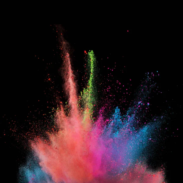 Explosion Coloured Powder Isolated Black Background Abstract Colored Background — Stock Photo, Image