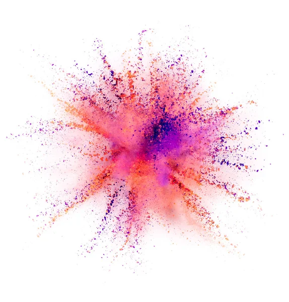 Exploze Prášek Izolovaných Bílém Pozadí Abstraktní Barevné Pozadí — Stock fotografie