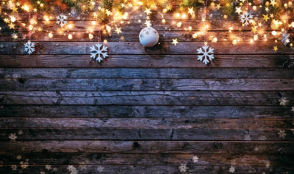 Decorative Christmas Rustic Background Wooden Planks Free Space Text — Stock Photo, Image