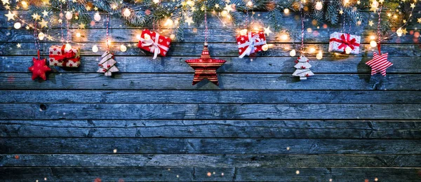 Decorative Christmas Rustic Background Wooden Planks Free Space Text — Stock Photo, Image