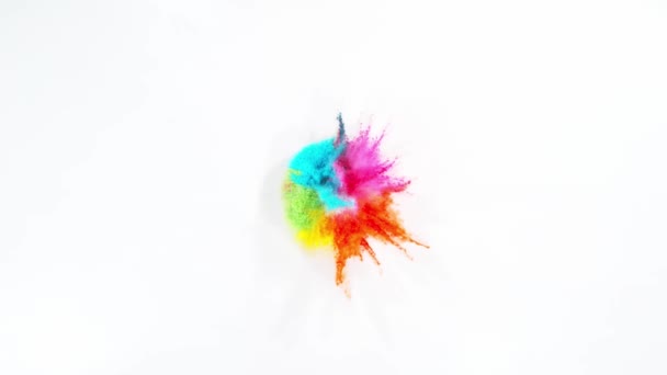 Super Slow Motion Coloured Powder Explosion Isolated White Background 1000 — Stock Video