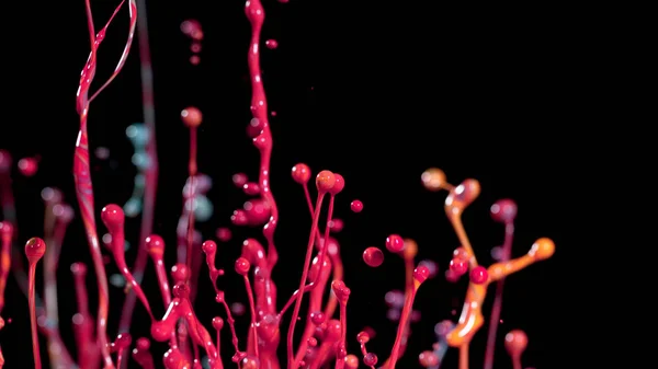 Абстрактные Цветные Пятна Краски Изолированы Черном Фоне Макро Фото Художественный — стоковое фото