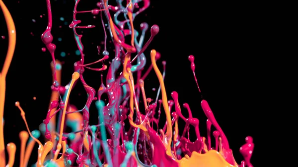 Абстрактные Цветные Пятна Краски Изолированы Черном Фоне Макро Фото Художественный — стоковое фото