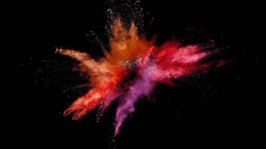 Siyah arka plan üzerinde renkli toz patlama.
