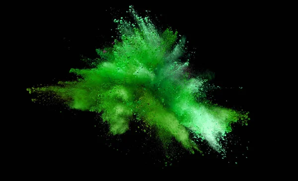 Explosion of coloured powder on black background. — Stock Photo, Image