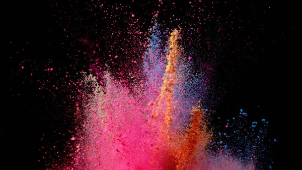 Explosion Coloured Powder Isolated Black Background Abstract Colored Background — Stock Photo, Image