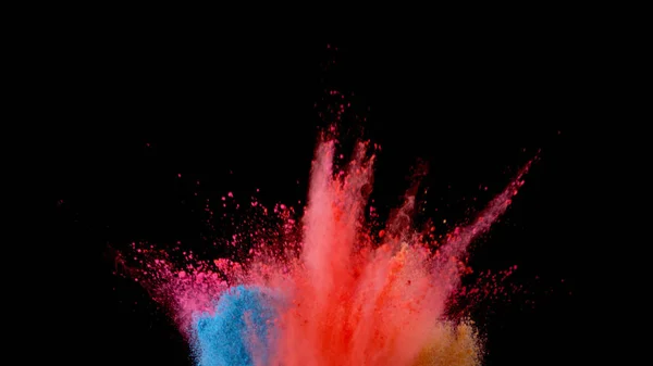 Explosion Von Farbigem Pulver Isoliert Auf Schwarzem Hintergrund Abstrakter Farbiger — Stockfoto