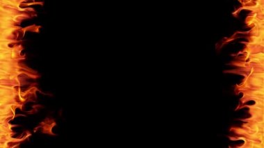 Siyah arka planda izole edilmiş çok yavaş bir ateş çerçevesi. Yüksek hızlı kamera, 1000 fps.