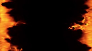 Siyah arka planda izole edilmiş çok yavaş bir ateş çerçevesi. Yüksek hızlı kamera, 1000 fps.