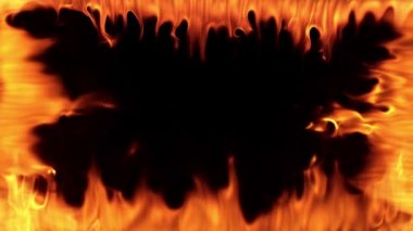 Siyah arka planda izole edilmiş çok yavaş bir ateş çerçevesi. Yüksek hızlı kamera, 1000 fps.