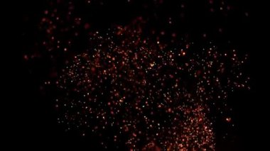 Siyah arka planda izole edilmiş çok yavaş ateş kıvılcımları. Yüksek hızlı kamera, 1000 fps.