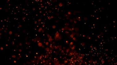 Siyah arka planda izole edilmiş çok yavaş ateş kıvılcımları. Yüksek hızlı kamera, 1000 fps.