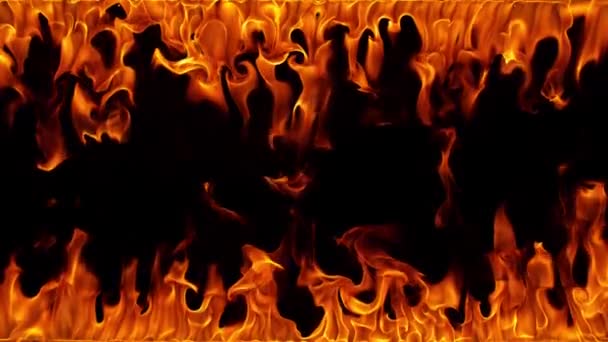 Супер Повільний Рух Рами Вогню Ізольовано Чорному Тлі Знімається Високошвидкісній — стокове відео