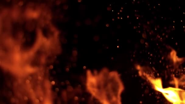 Super Slow Motion Fire Blast Isolated Black Background Filmed High — Stock Video