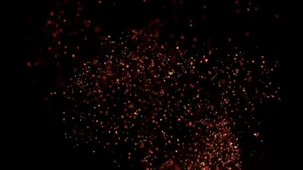 Super Zeitlupe Des Feuers Funkt Isoliert Auf Schwarzem Hintergrund Gefilmt — Stockvideo