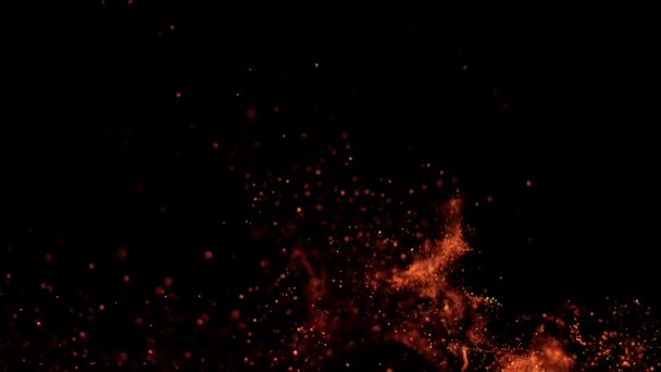 Super Langzame Beweging Van Vuur Vonken Geïsoleerd Zwarte Achtergrond Gefilmd — Stockvideo