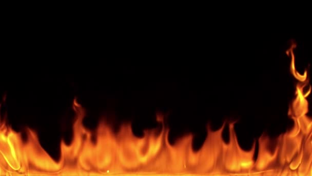 Super Slow Motion Fire Line Isolated Black Background Filmed High — Stock Video