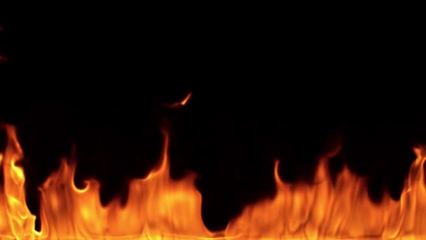 Сверхмедленное Движение Огневого Рубежа Черном Фоне Съемка Высокой Скорости Камеры — стоковое видео