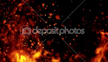 Siyah arka planda izole edilmiş çok yavaş ateş kıvılcımları. Yüksek hızlı kamera, 1000 fps.