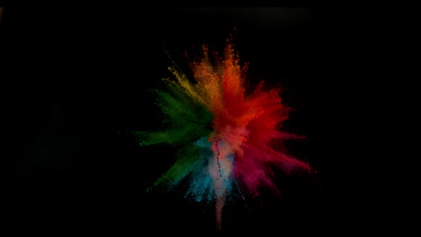 Сверхмедленное Движение Взрыва Цветного Порошка Изолировано Белом Фоне Съемки Высокой — стоковое видео