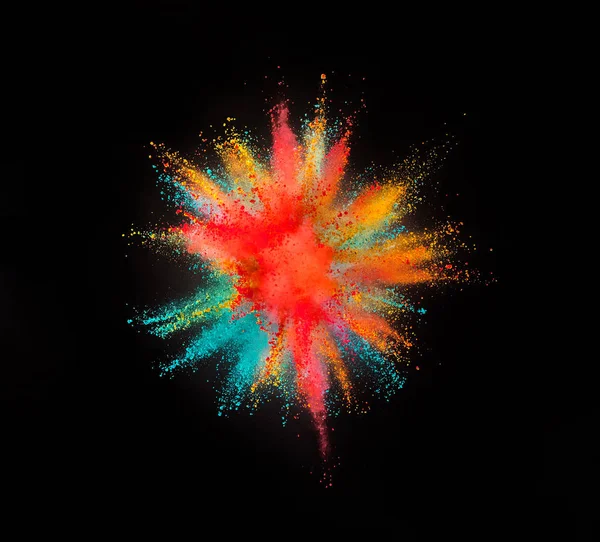Colored Powder Explosion Isolated Black Background — Stock Photo, Image