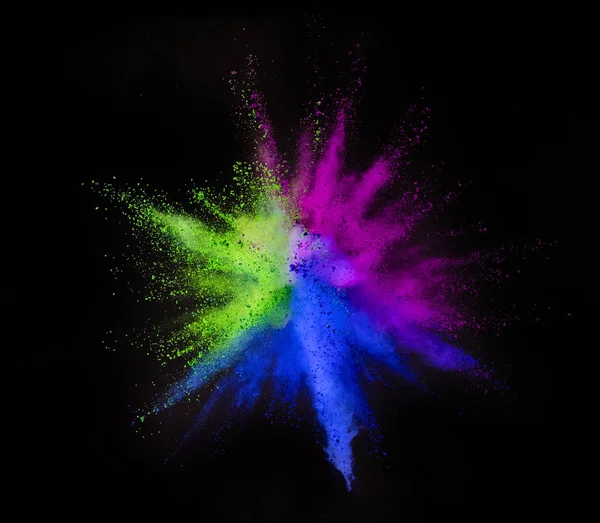 Colored Powder Explosion Isolated Black Background — Stock Photo, Image