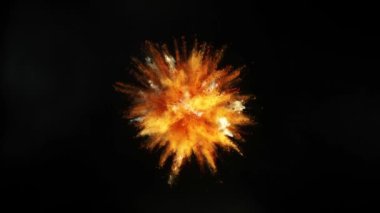 Siyah arka planda izole edilmiş süper yavaş renkli barut patlaması. Yüksek hızlı sinema kamerası, 1000fps.