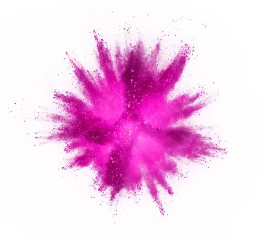 Beyaz arka plan üzerinde izole renkli toz patlama.