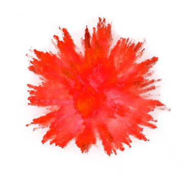 Beyaz arka plan üzerinde izole renkli toz patlama.