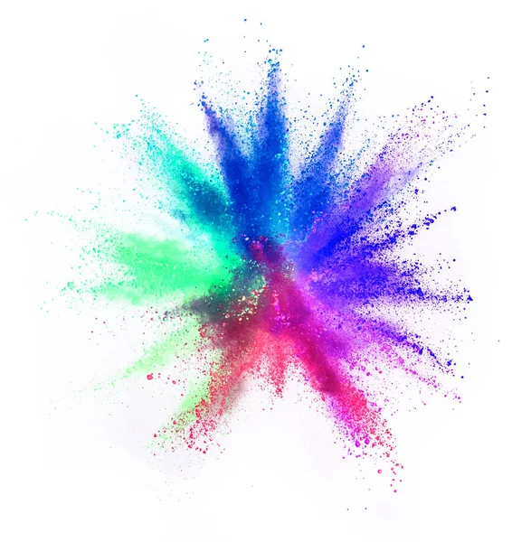 Colored Powder Explosion Isolated White Background — Stock Photo, Image