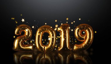 Yeni yıl 2019 kutlama kavramı ile altın sayılar