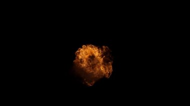 Siyah arka planda izole edilmiş süper yavaş ateş patlaması. Yüksek hızlı sinema kamerası, 1000 fps..