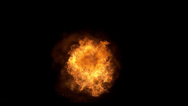 Super Zeitlupe Des Feuers Explosion Isoliert Auf Schwarzem Hintergrund Gefilmt — Stockvideo