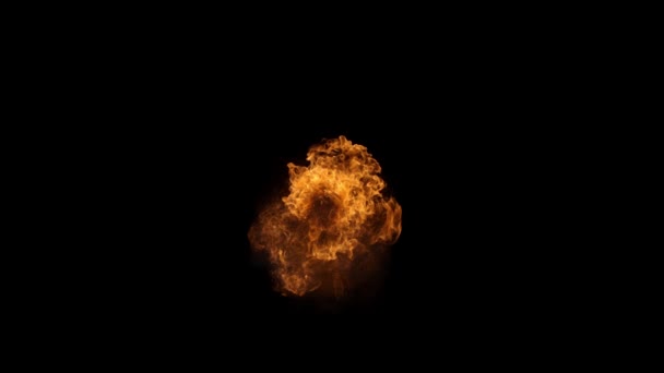 Сверхмедленное Движение Огненного Взрыва Изолировано Черном Фоне Снято Камеру Высокоскоростного — стоковое видео