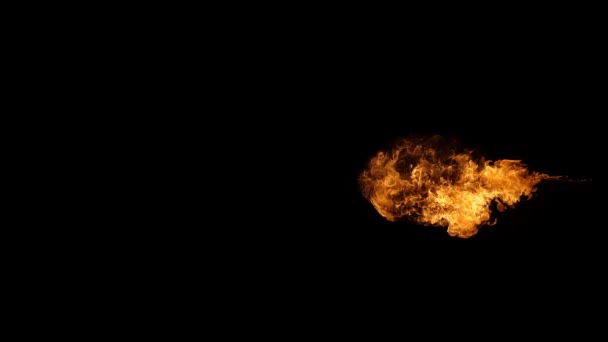 Super Slow Motion Fire Blast Isolated Black Background Filmed High — Stock Video