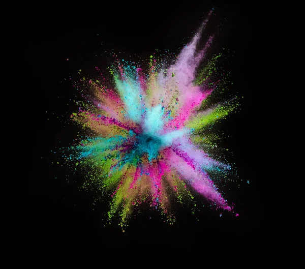 Colored Powder Explosion Isolated Black Background — Stock Photo, Image