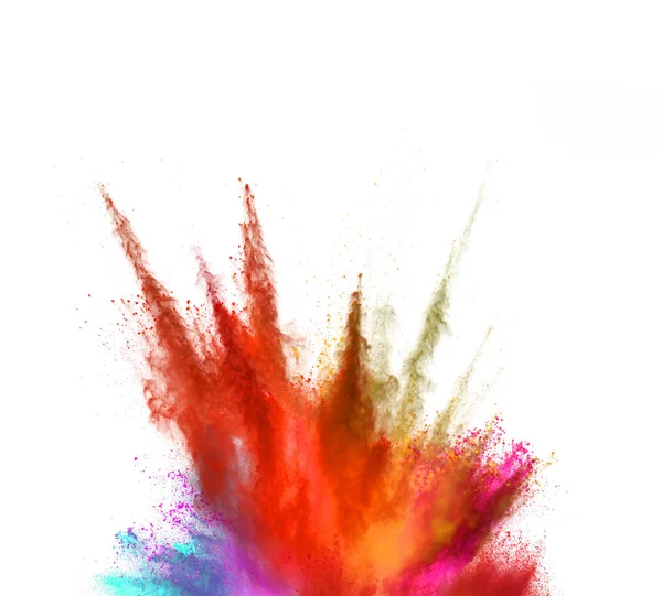 Explosion Coloured Powder Isolated White Background Abstract Colored Background — Stock Photo, Image