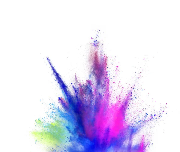 Explosion Von Farbigem Pulver Isoliert Auf Weißem Hintergrund Abstrakter Farbiger — Stockfoto
