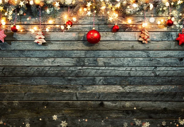 Decorativo Natale Sfondo Rustico Con Tavole Legno Spazio Libero Testo — Foto Stock