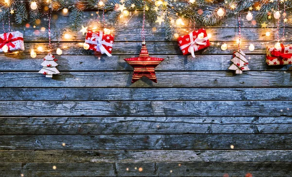 Fondo Rústico Navideño Decorativo Con Tablones Madera Espacio Libre Para — Foto de Stock